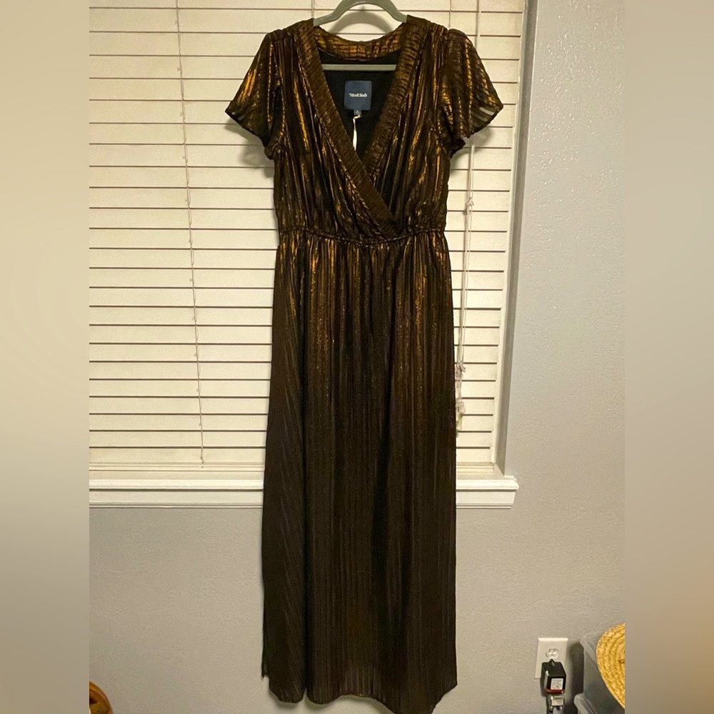 Modcloth Metallic Bronze Maxi Dress